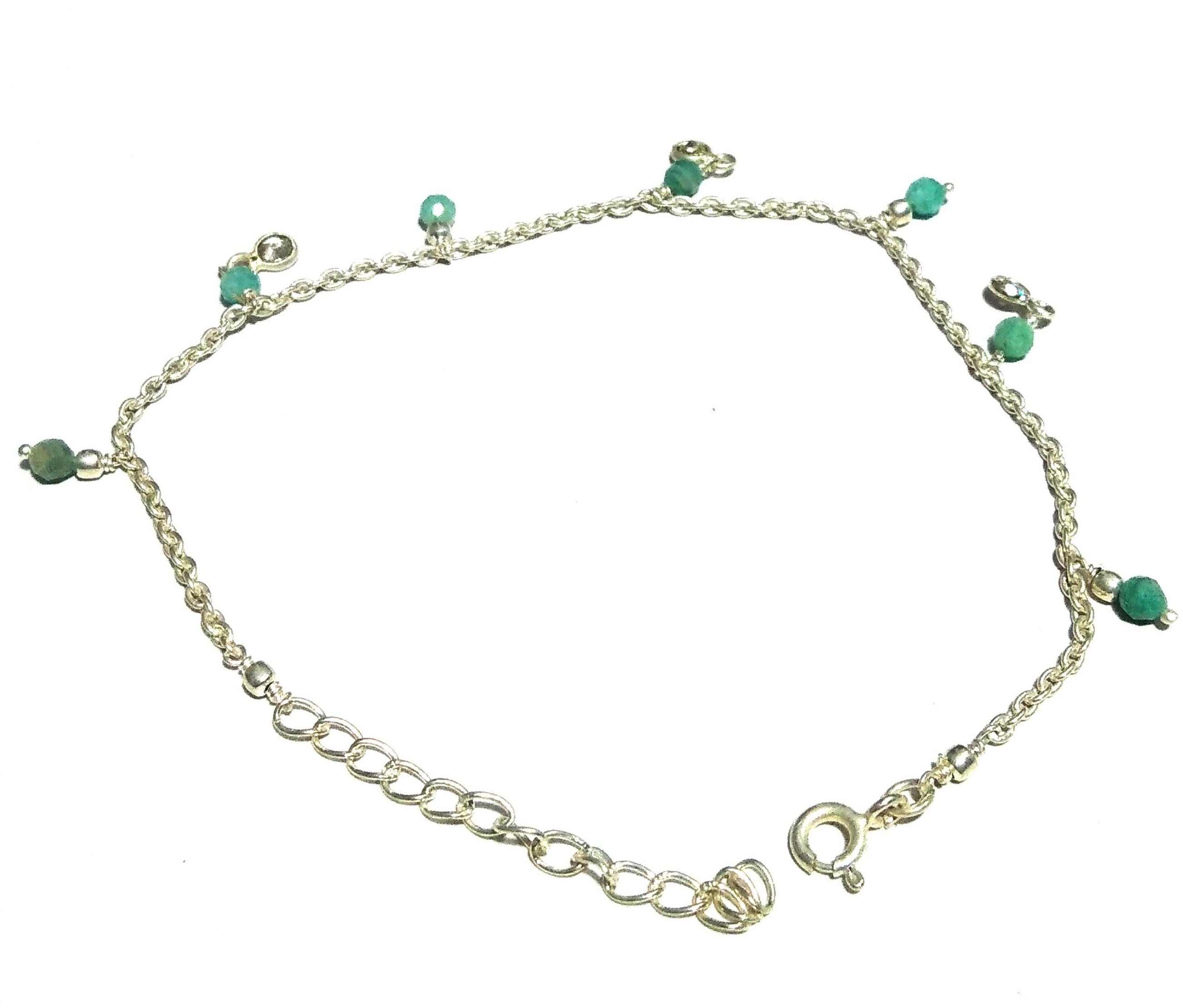 Natural Amazonite Beads Stone Chain Bracelet, 925 Sterling Silver Chain Stone Beads Bracelet, Wedding Bracelet, Gift Valentine day Bracelet